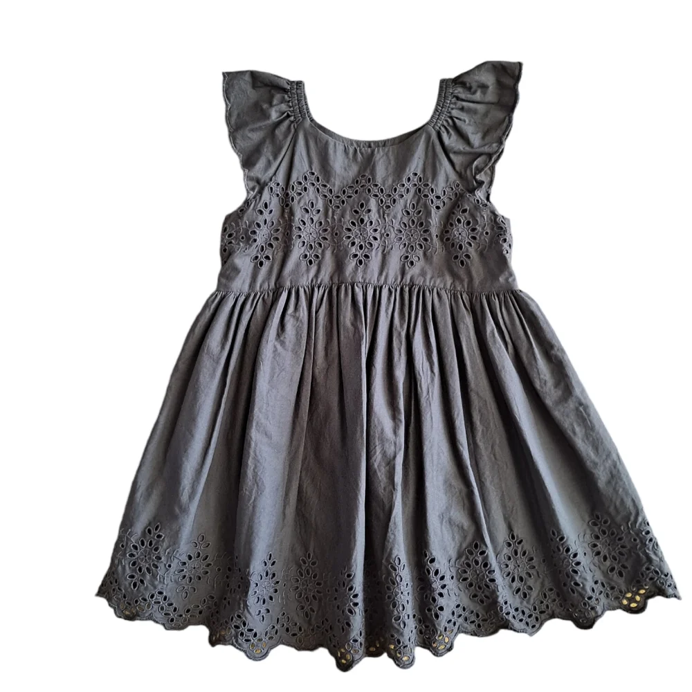 Baby GAP grey eyelit pattern dress